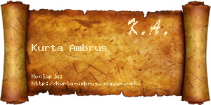 Kurta Ambrus névjegykártya